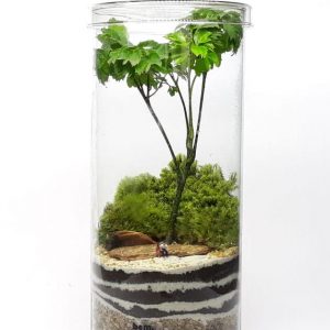 Terrário com miniatura de casal e Árvore da Felicidade